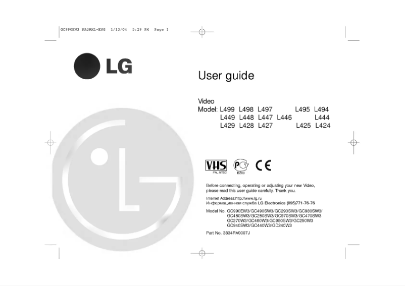 Page 1 of the manual User Manual LG GC970SW3