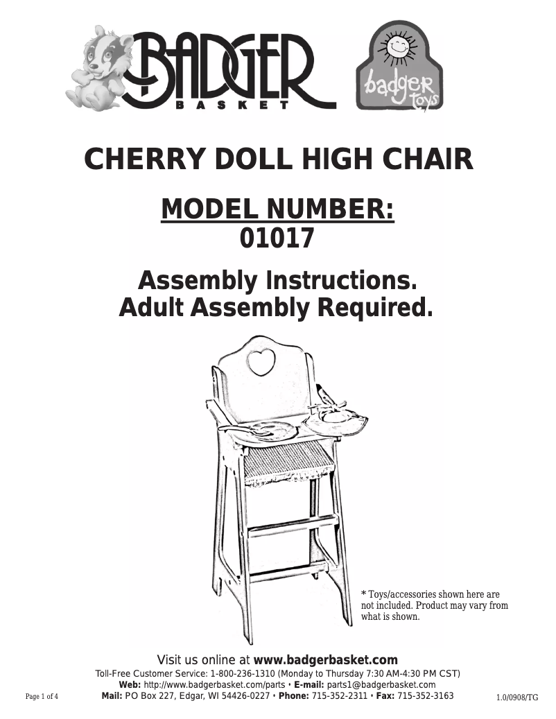 First page image of the manual for Cherry Doll 01017