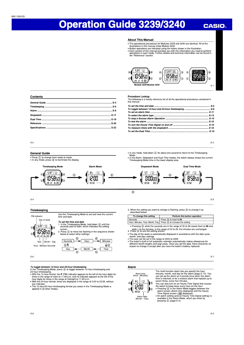 Page 1 of the manual User Manual Casio Collection W-96H-3AVEF