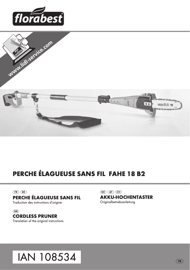 First page image of the manual for FAHE 18 B2