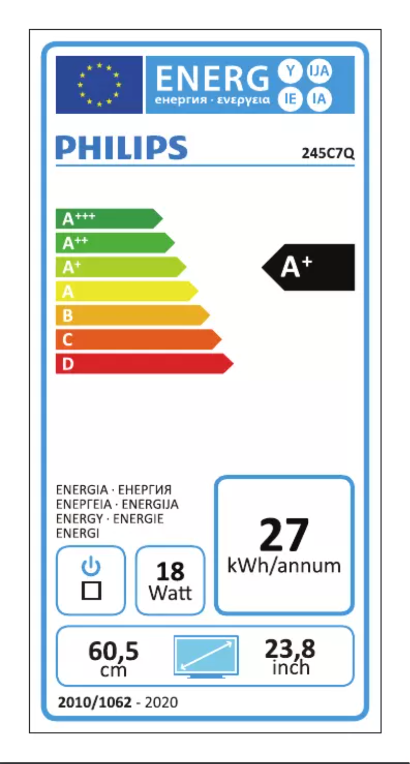 Page 1 of the manual Energy Label Philips 245C7QJSB
