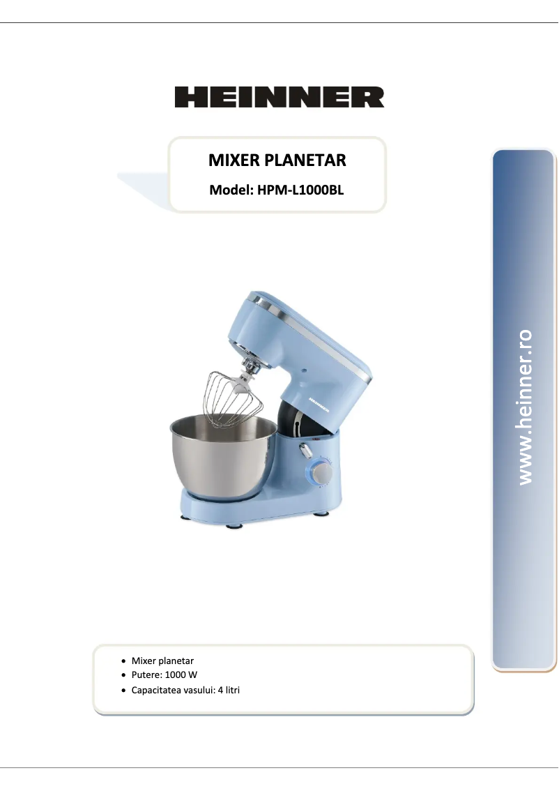 First page image of the manual for HPM-L1000BL