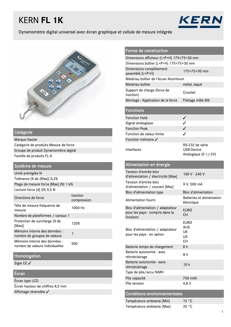 First page image of the manual for FL 1K