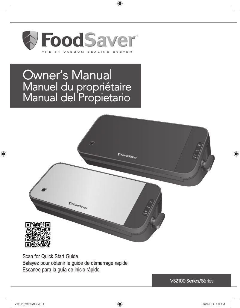 Page 1 of the manual User Manual FoodSaver VS2150