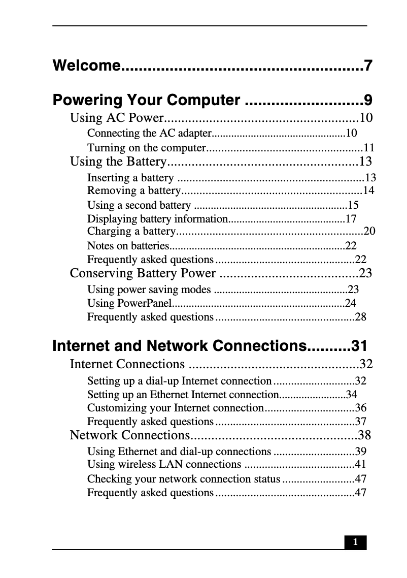 First page image of the manual for Vaio PCG-GRS150