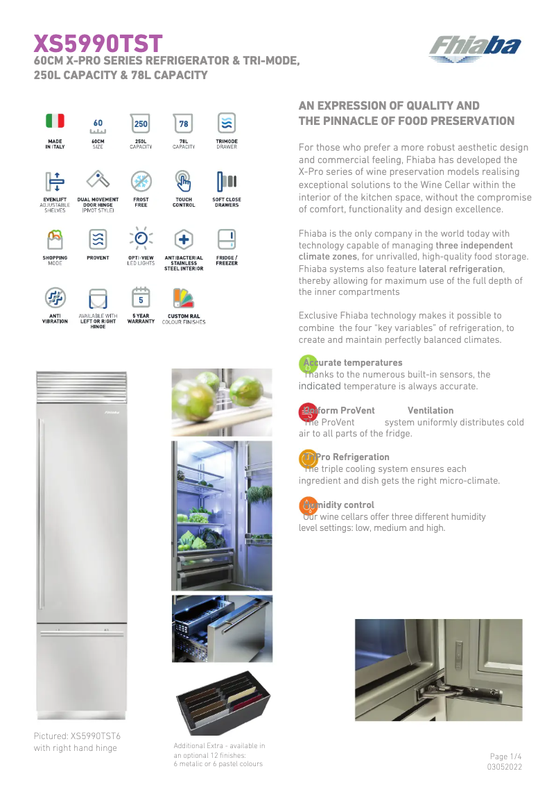 Page 1 of the manual Technical Sheet Fhiaba XS5990TST6A