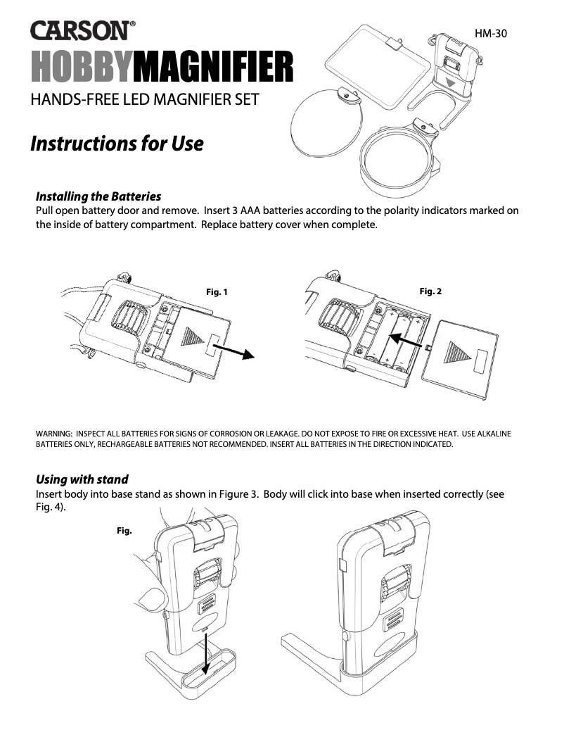 Page 1 of the manual User Manual Carson HM-30