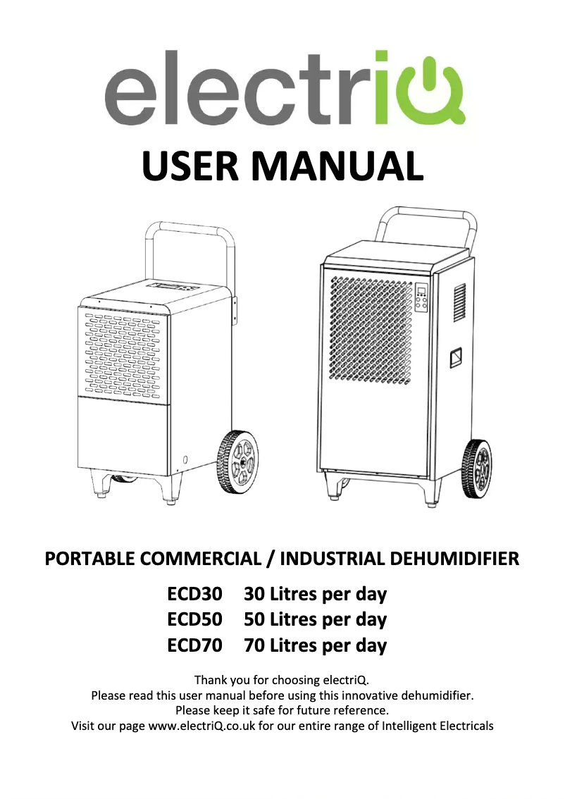 Page 1 of the manual User Manual ElectriQ ECD30