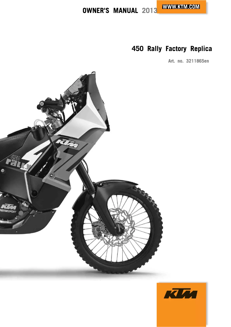 First page image of the manual for 450 Rally Factory Replica (2013)