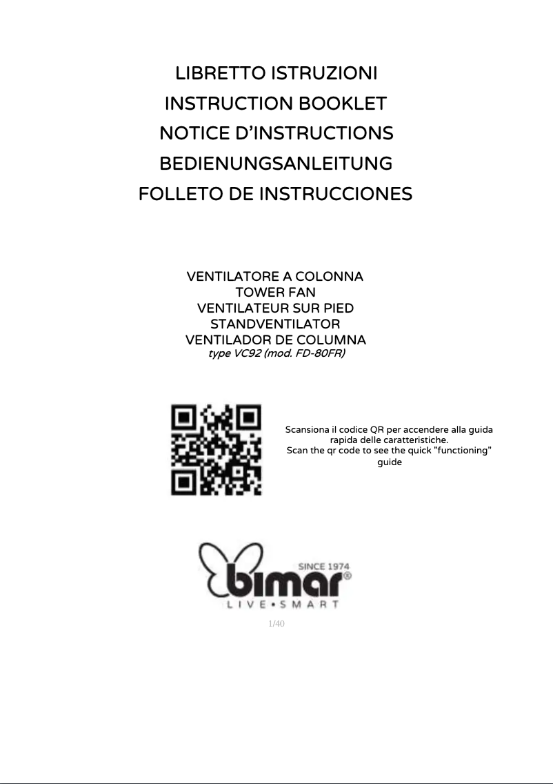 Page 1 of the manual User Manual Bimar VC92