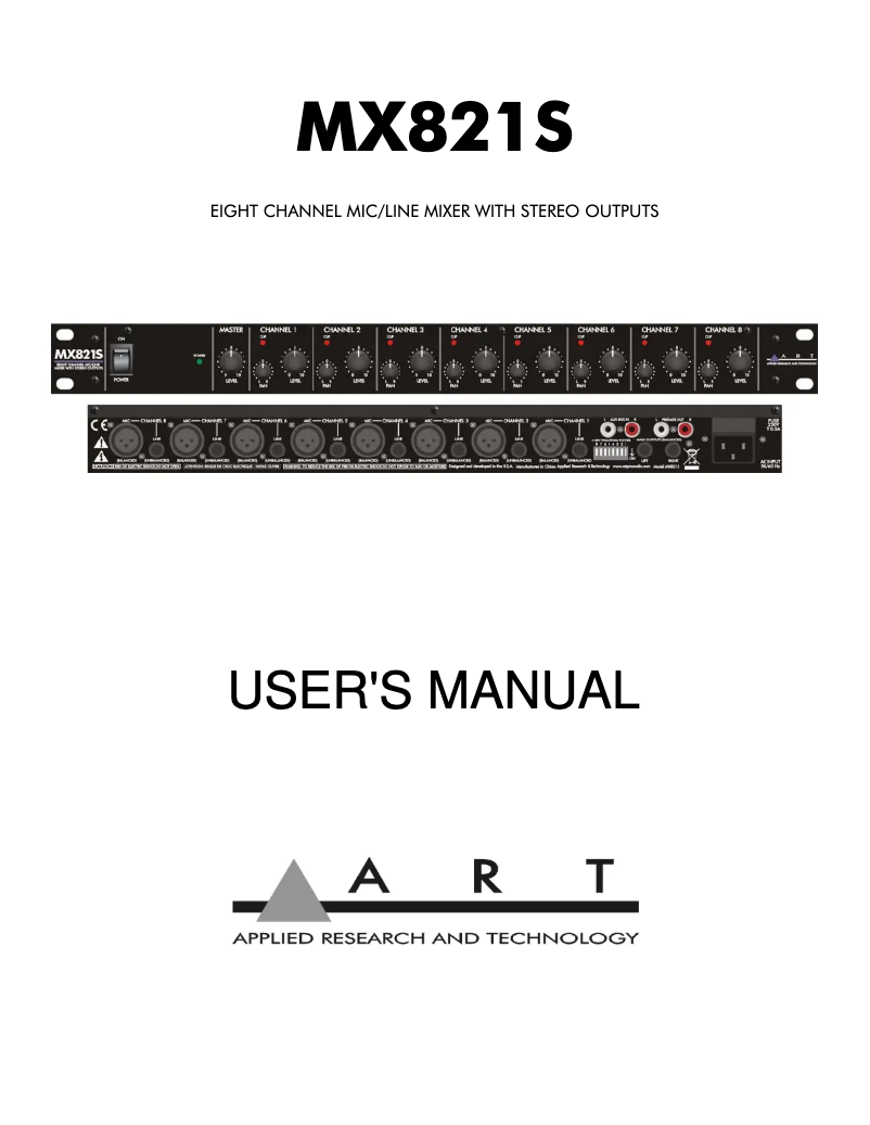 Page 1 of the manual User Manual ART MX821S