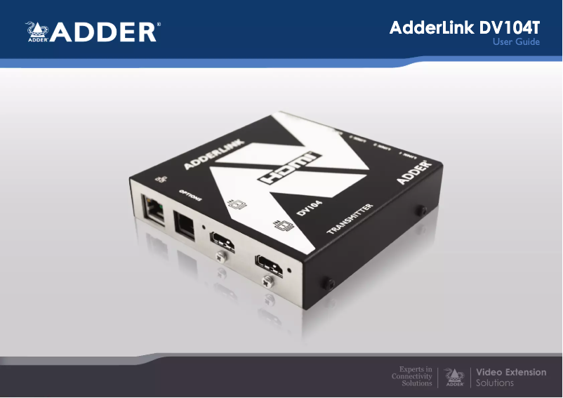 First page image of the manual for ADDERLink DV104T