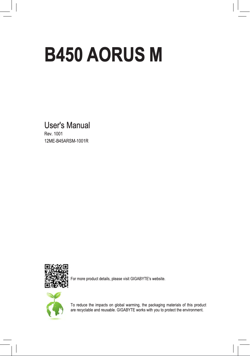 Page 1 of the manual User Manual Gigabyte B450 Aorus M