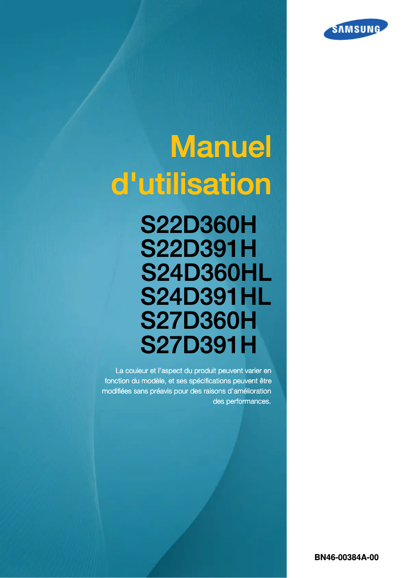 Page 1 of the manual User Manual Samsung SyncMaster S24D391HL
