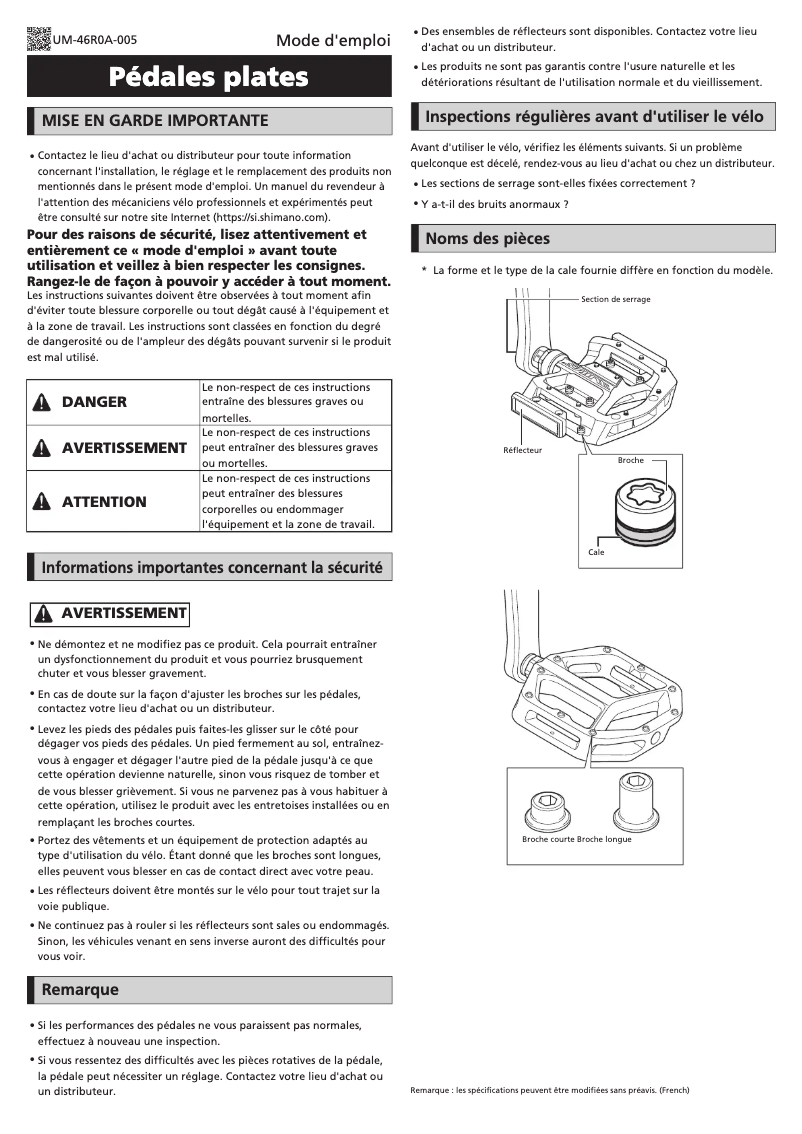 Page 1 of the manual User Manual Shimano PD-M828