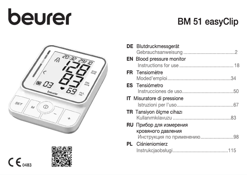 Page 1 of the manual User Manual Beurer BM 51 easyClip