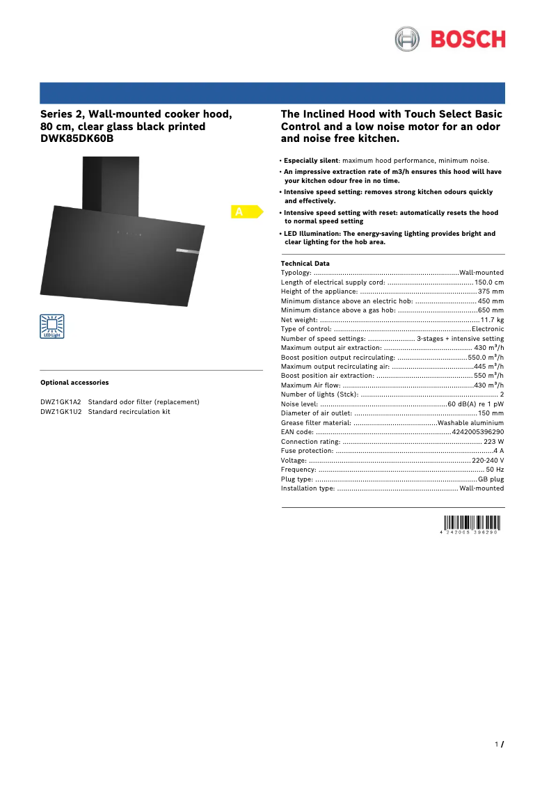 First page image of the manual for DWK85DK60B