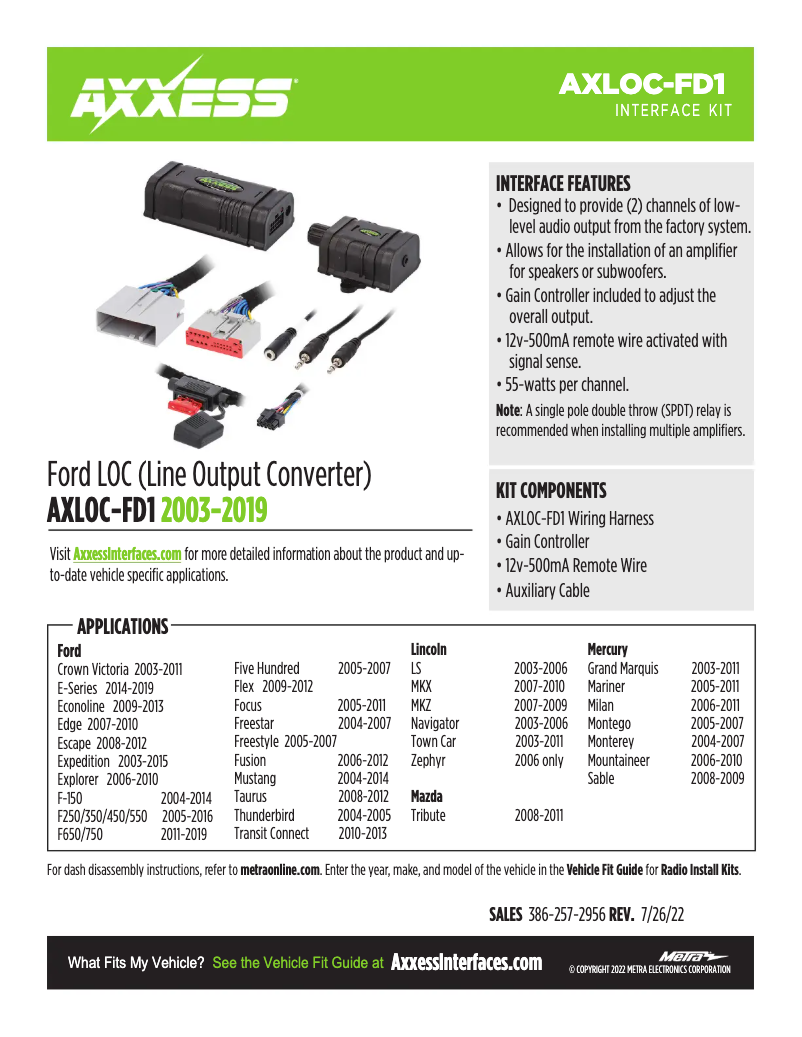 First page image of the manual for AXLOC-FD1