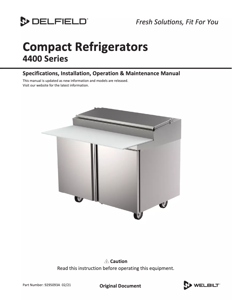 Page 1 of the manual User Manual Delfield NLFACP-12