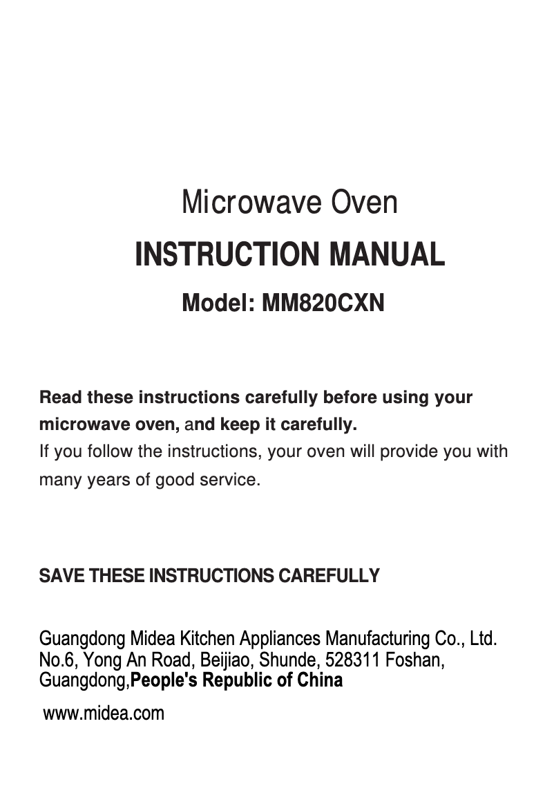 Page 1 of the manual User Manual Cello MM820CXN