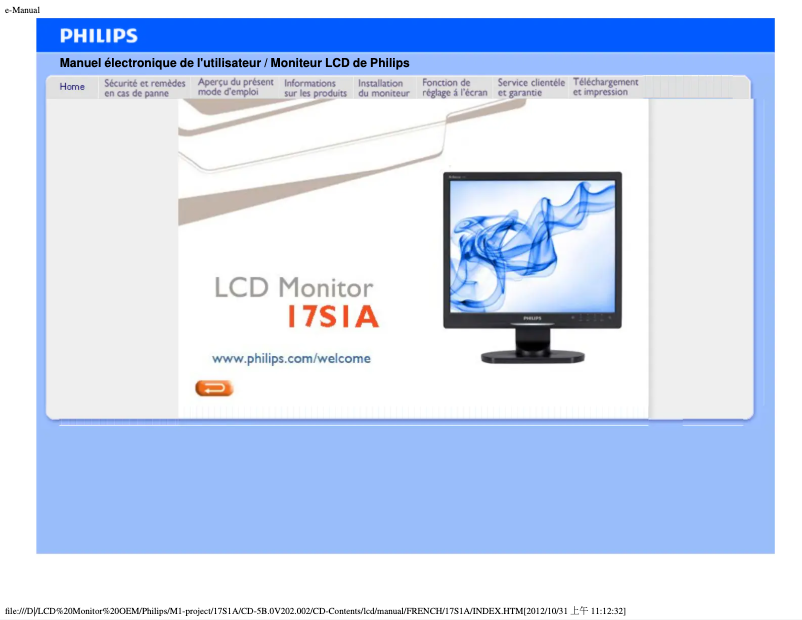 Page 1 of the manual User Manual Philips Brilliance 17S1AB