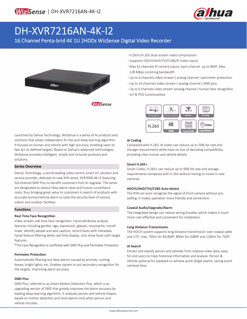 First page image of the manual for XVR7216AN-4K-I2
