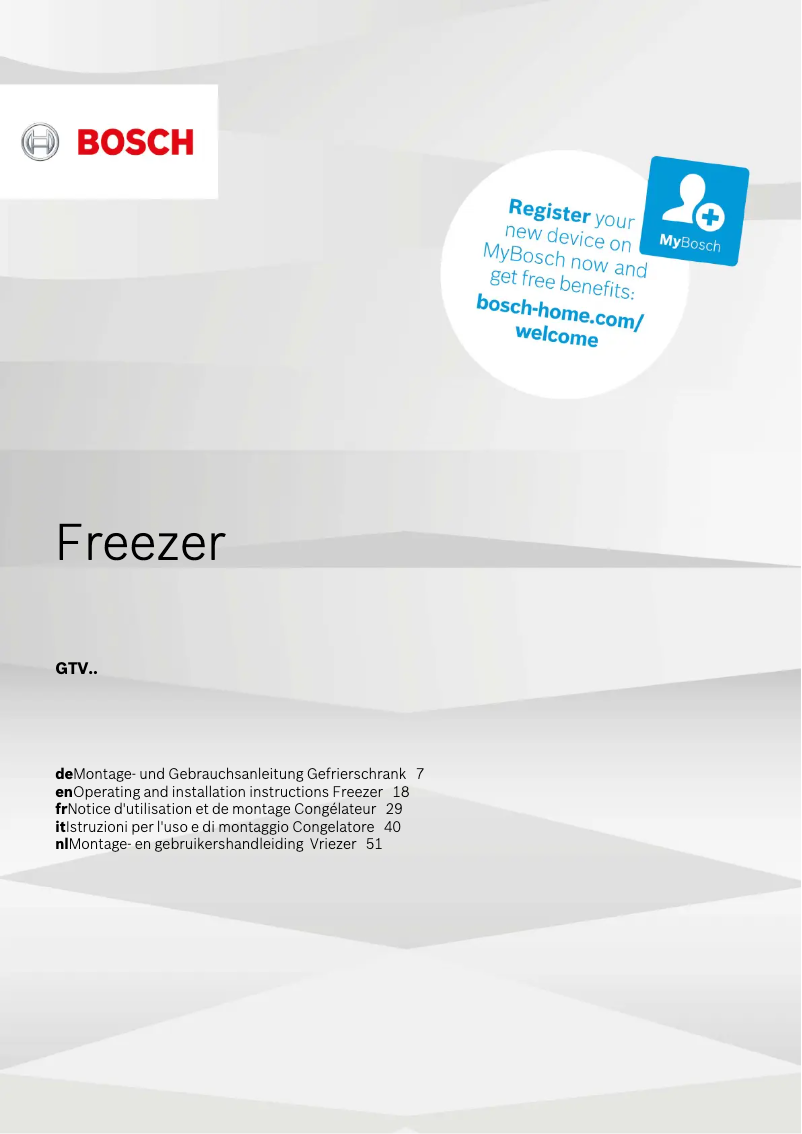 Page 1 of the manual User Manual Bosch GTV15NW3A