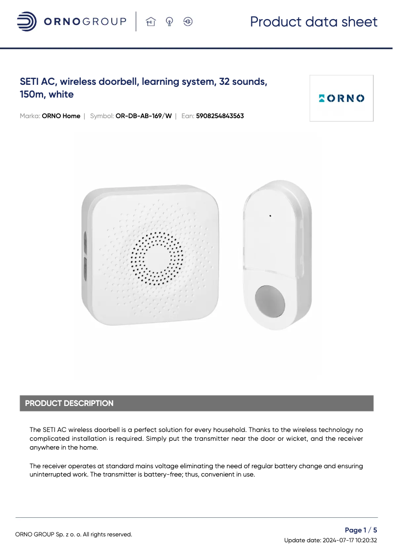 Image de la première page du manuel de l'appareil OR-DB-AB-169