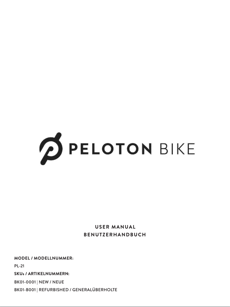 Page 1 of the manual User Manual Peloton Bike