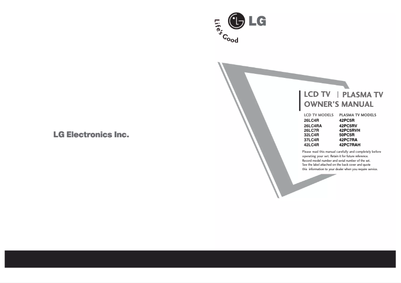 First page image of the manual for 42PC7RAH