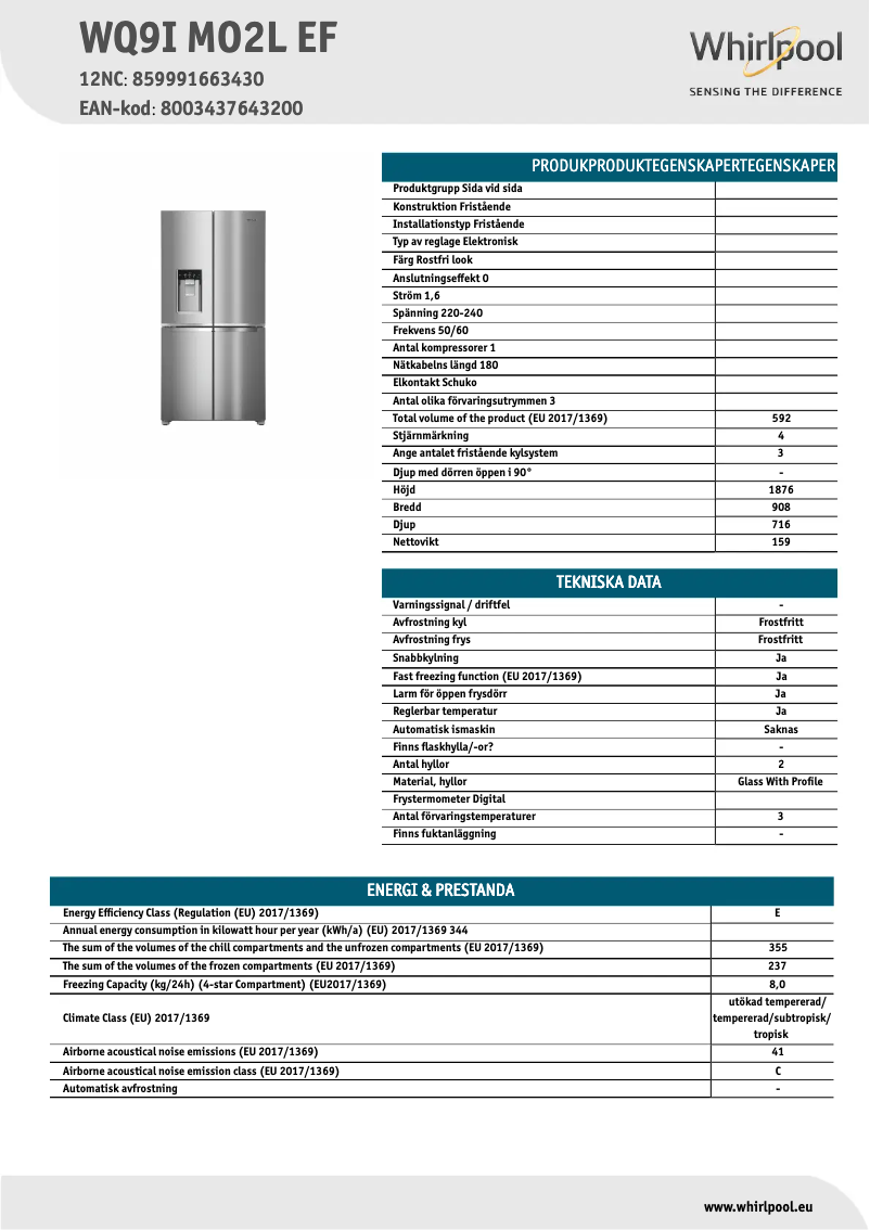 First page image of the manual for WQ9I MO2L EF