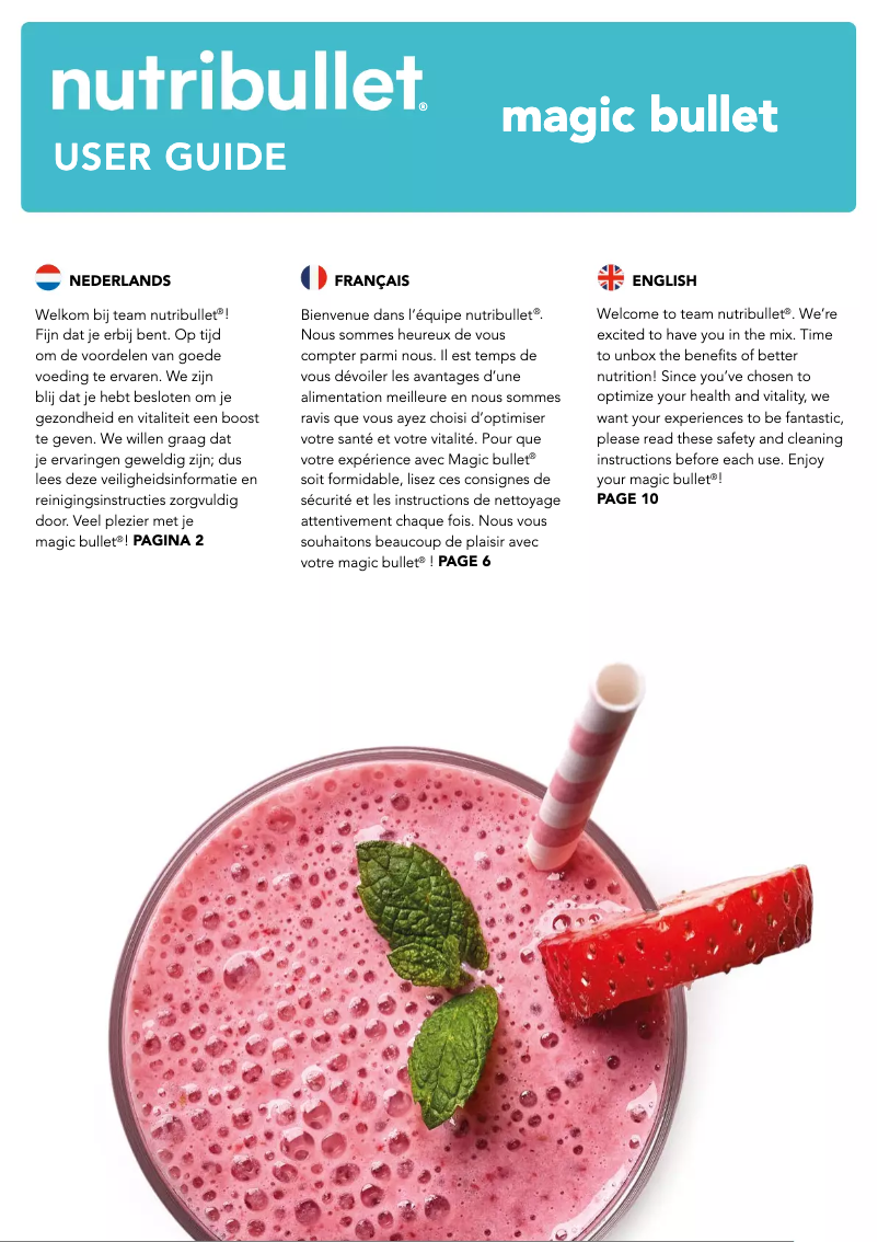 Image de la première page du manuel de l'appareil NutriBullet 900 Pro
