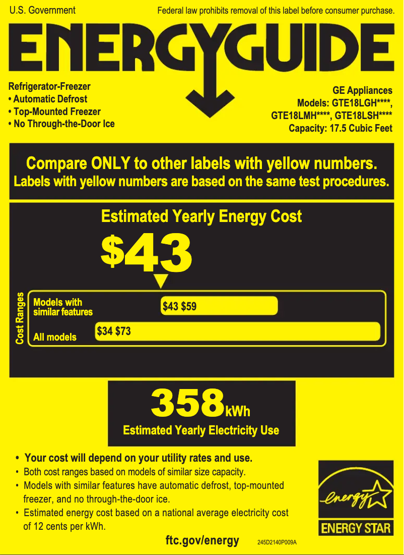 First page image of the manual for GTE18LGHBB