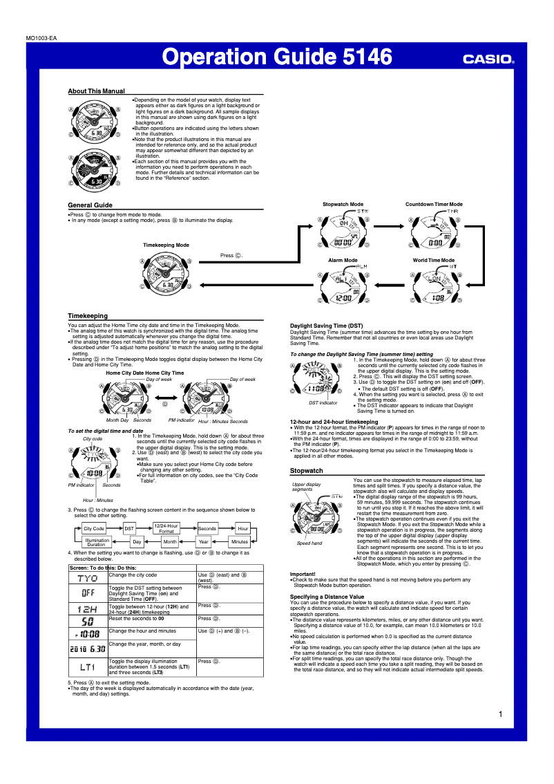 Page 1 of the manual User Manual Casio GA-110C-1AER