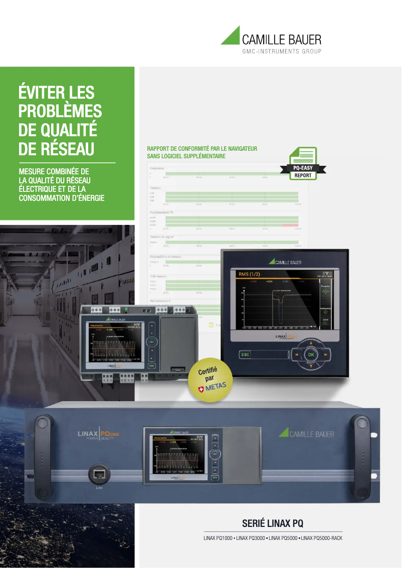 Page 1 of the manual Brochure Camille Bauer LINAX PQ5000-Rack