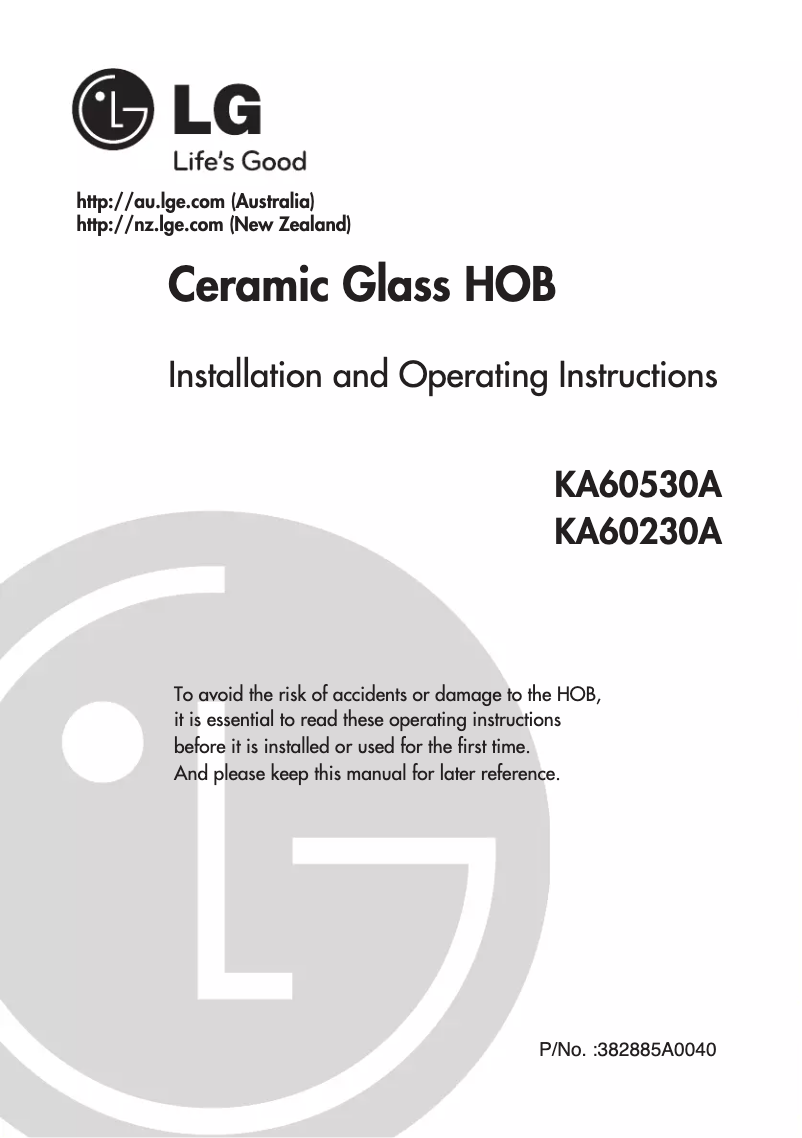 First page image of the manual for KA60230A