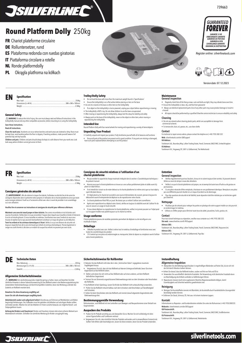 First page image of the manual for 739663