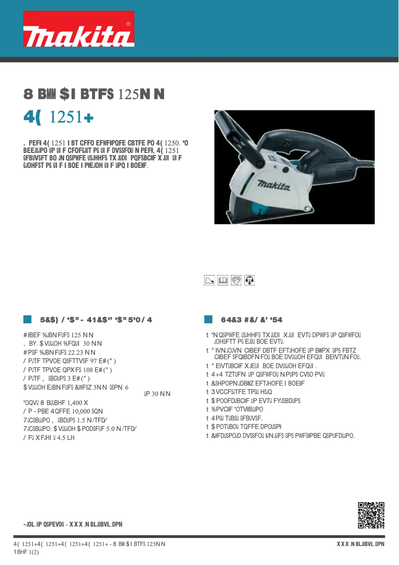 Page 1 of the manual Technical Sheet Makita SG1251J
