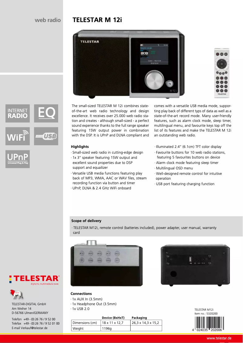 First page image of the manual for DIRA M 12i