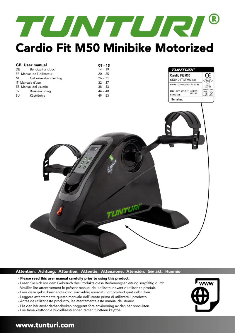 First page image of the manual for Cardio Fit M50