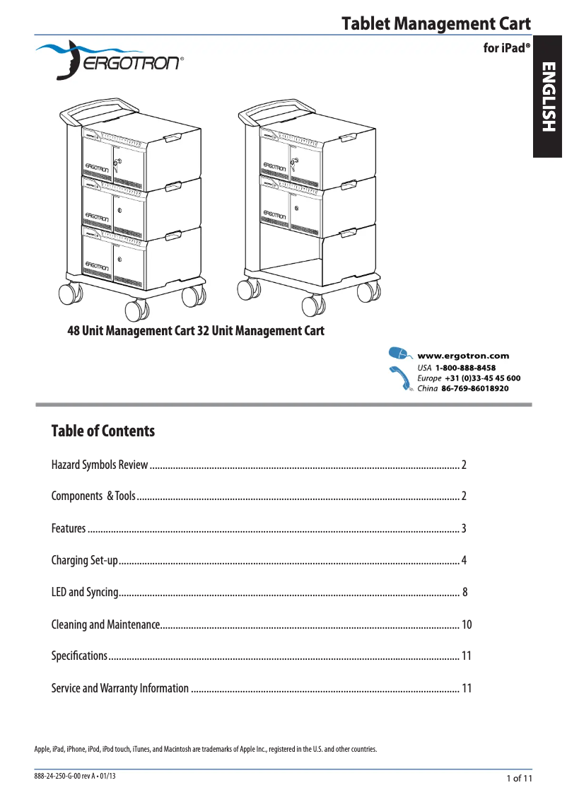 Page 1 de la notice Manuel utilisateur Ergotron 24-340-085
