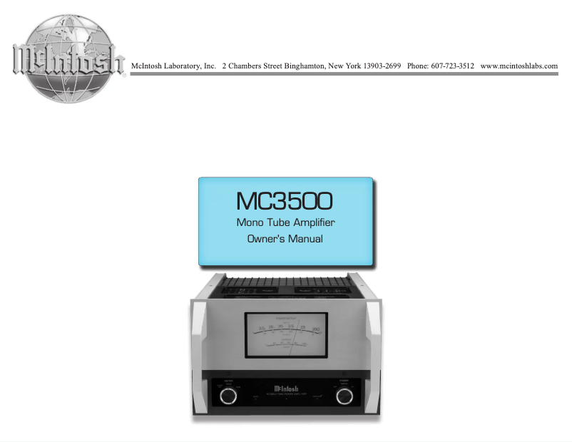 Page 1 of the manual User Manual McIntosh MC3500