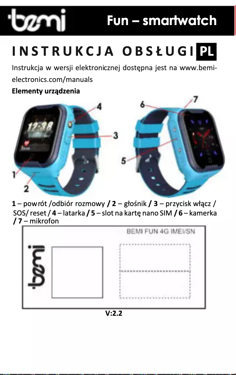 Page 1 of the manual User Manual BEMI Fun