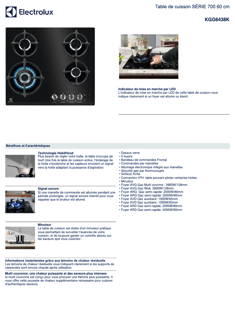 Page 1 of the manual Technical Sheet Electrolux KGG6438K