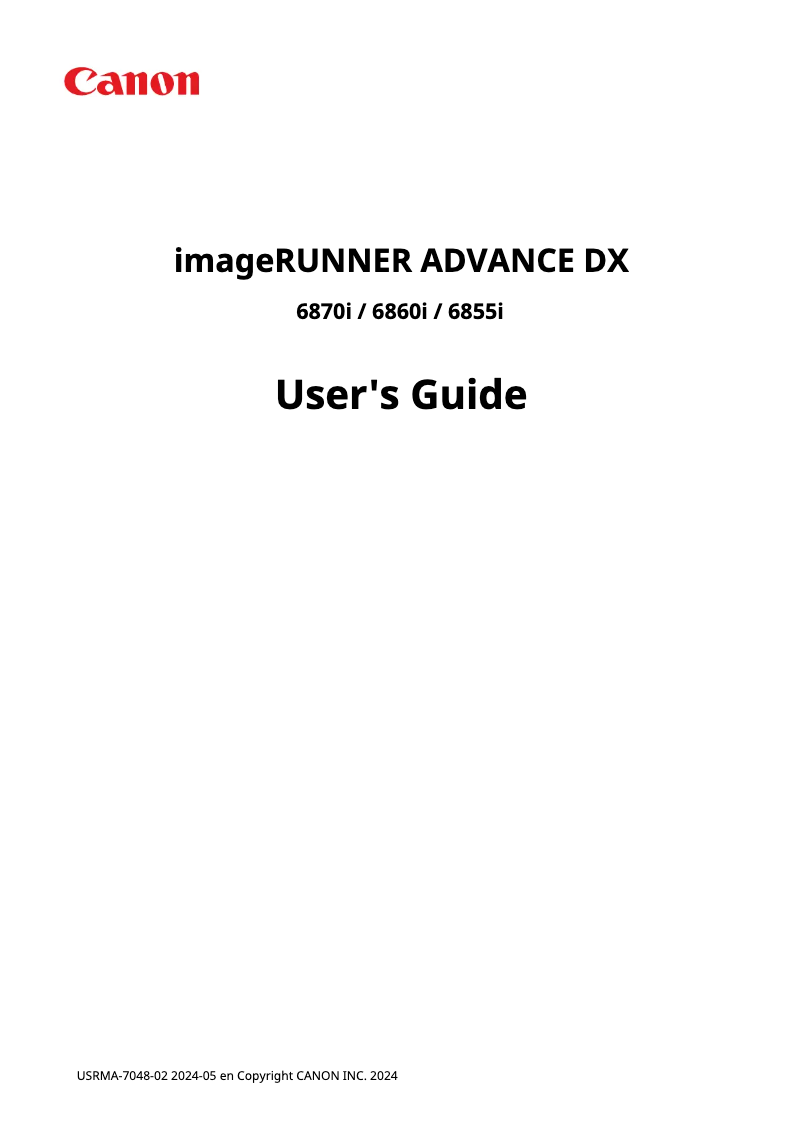 First page image of the manual for imageRUNNER ADVANCE DX 6860i