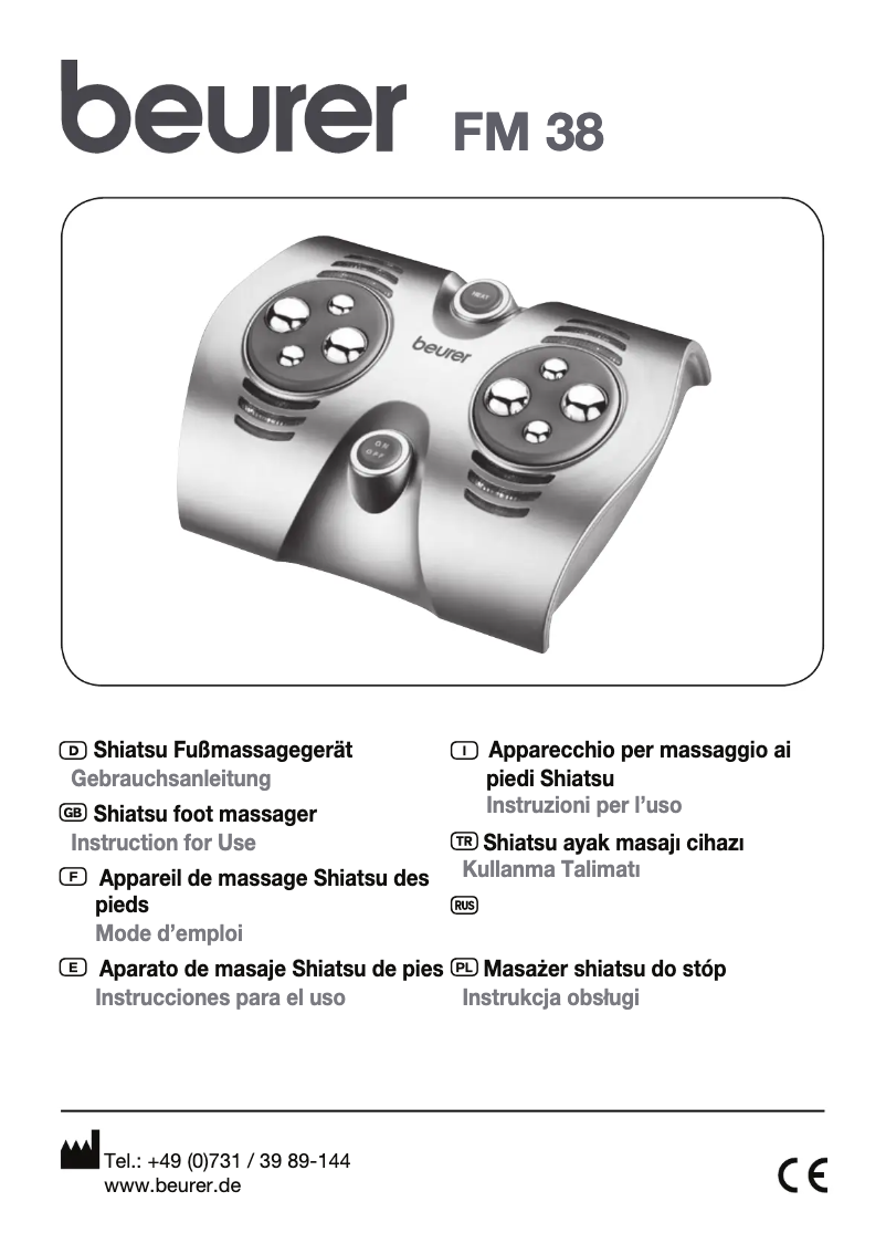 Page 1 of the manual Instruction Manual Beurer FM 38