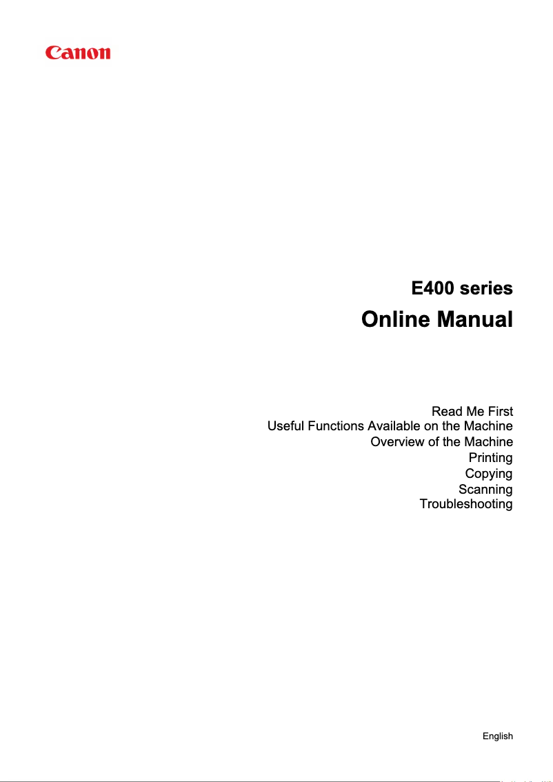 Page 1 of the manual User Manual Canon PIXMA E402