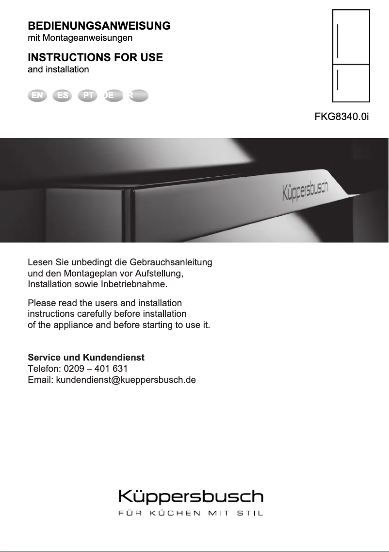 First page image of the manual for FKG8340.0i