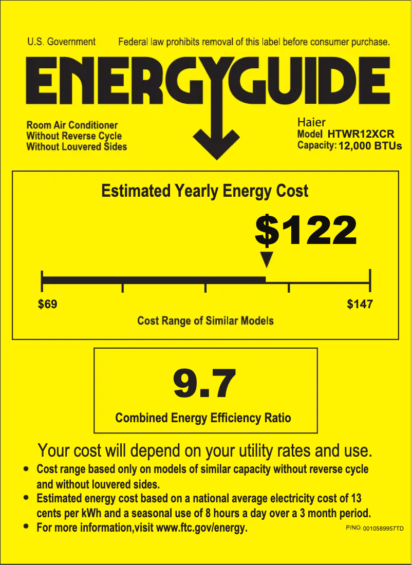 Page 1 of the manual Energy Label Haier HTWR12XCR