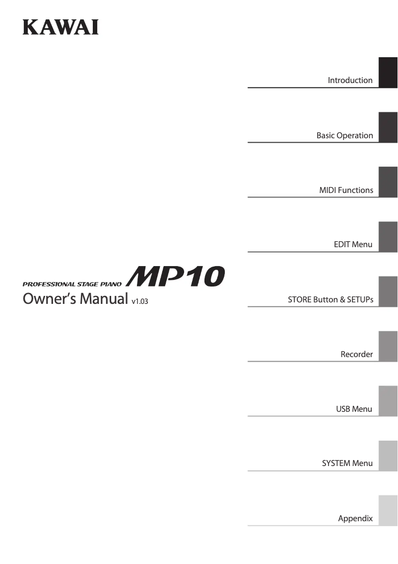 Image de la première page du manuel de l'appareil MP10